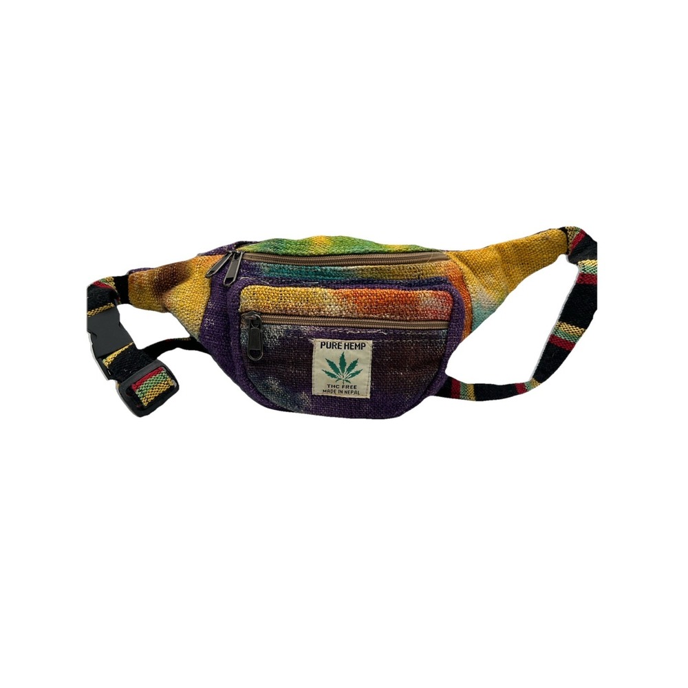 Kathmandu Imports Tie Dye Himalayan Natural Pure Hemp Fanny Pack Boho Nepal